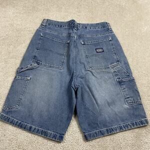VTG Structure Denim Carpenter Shorts Mens 34 Blue Baggy Cargo Workwear Skater